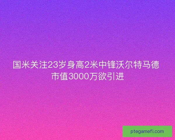 国米关注23岁身高2米中锋沃尔特马德 市值3000万欲引进