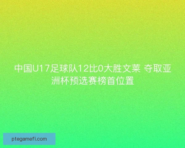中国U17足球队12比0大胜文莱 夺取亚洲杯预选赛榜首位置